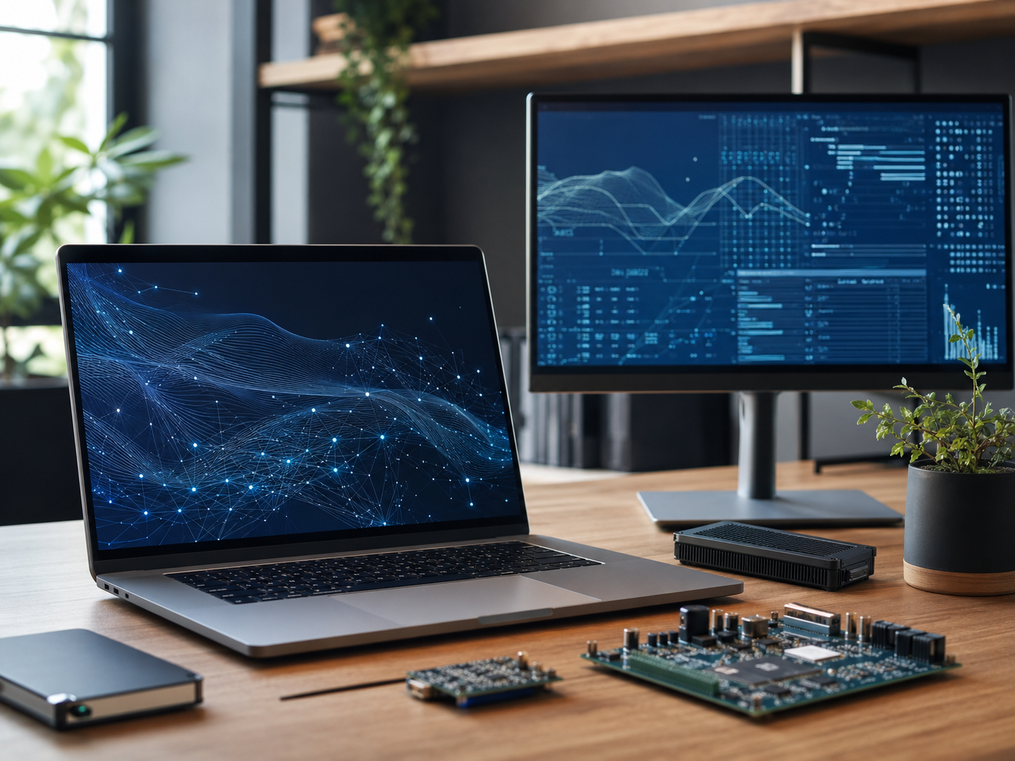 Representa innovación digital y desarrollo tecnológico sostenible.